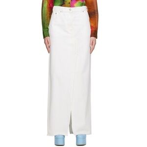 🎀 SSENSE NEW DRIES VAN NOTEN white denim vented maxi jean skirt 44